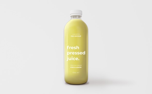 Fully editable green juice glass bottle mockup