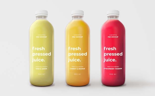 Fully editable mockup with glass bottles of different flavours
