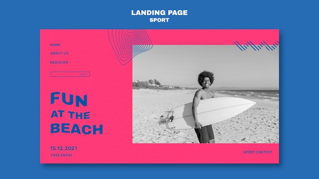 Free PSD fun at beach landing page template