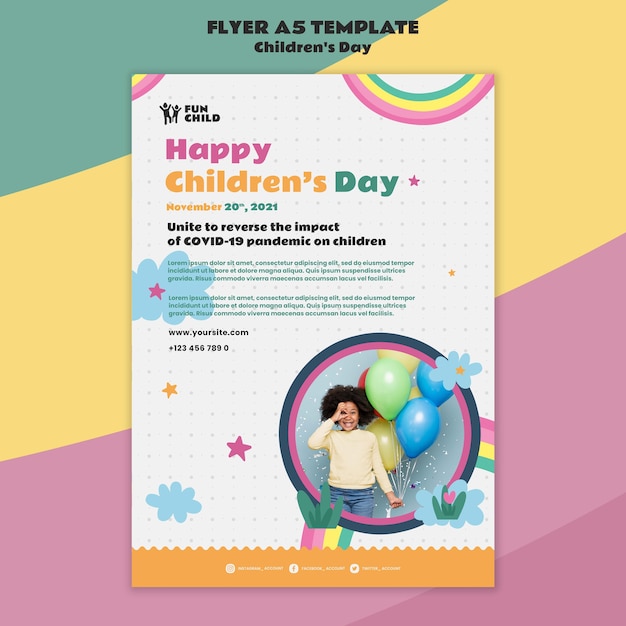 Free PSD fun colorful children's day print template