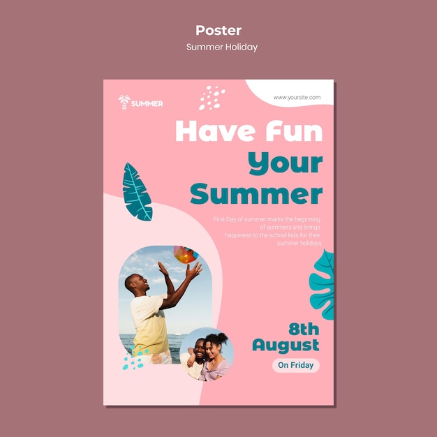 PSD gratuito divertente modello di poster per feste estive