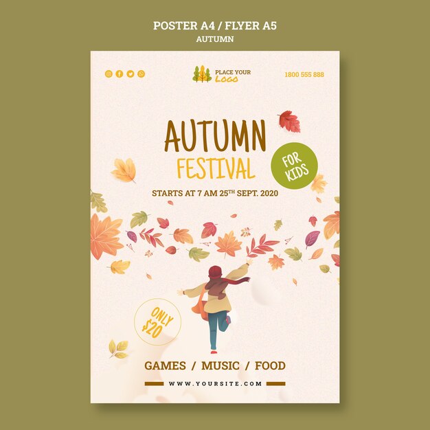 Fun time at autumn festival flyer template