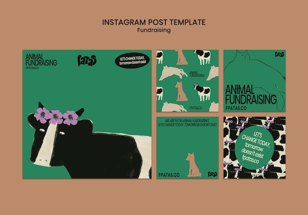 Free PSD fundraising event  instagram posts