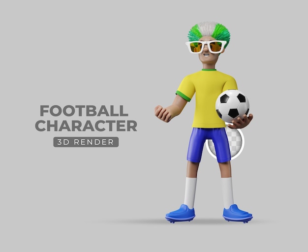 Funny football fan 3d illustration