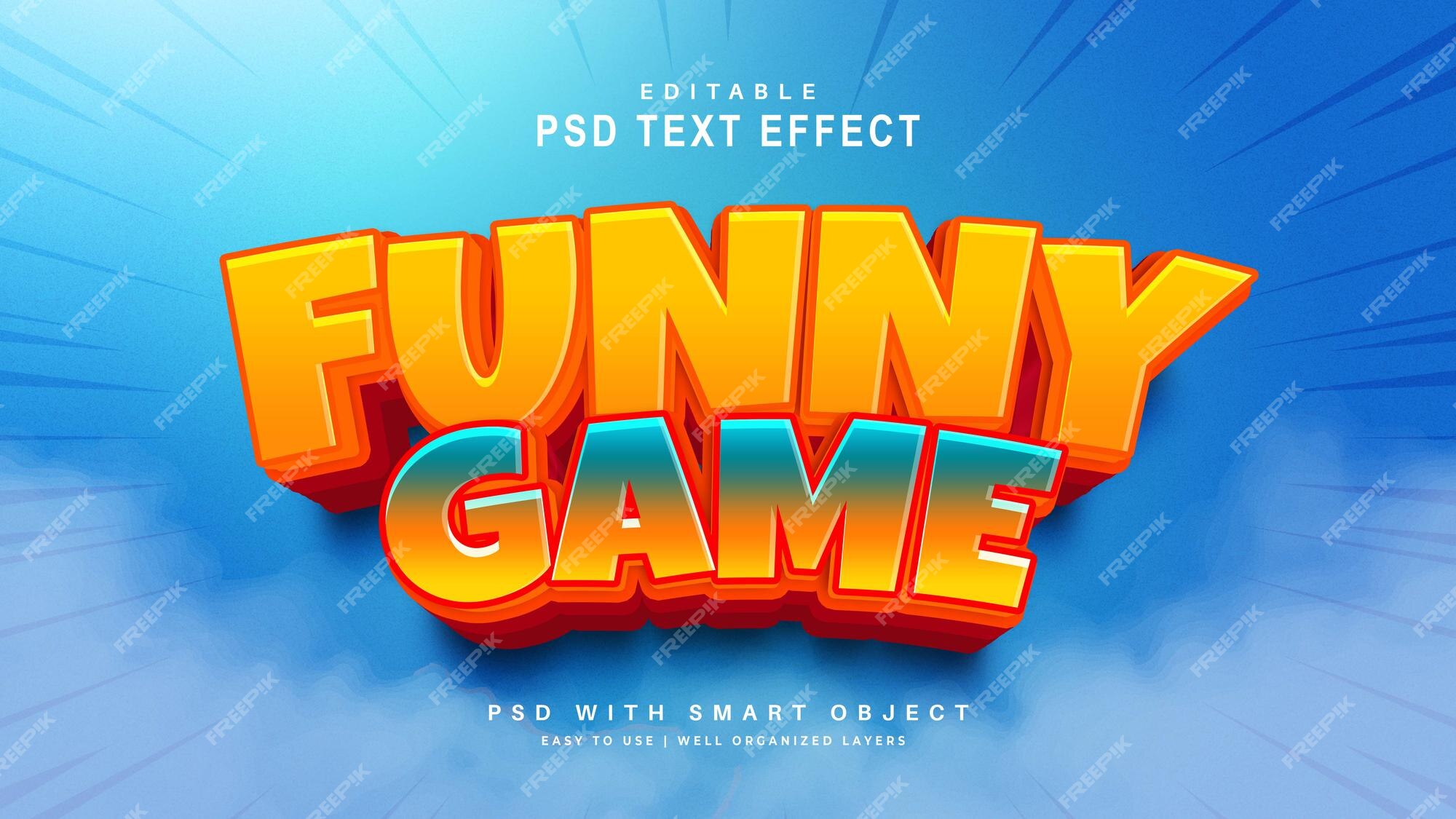 Free PSD  Funny game text effect