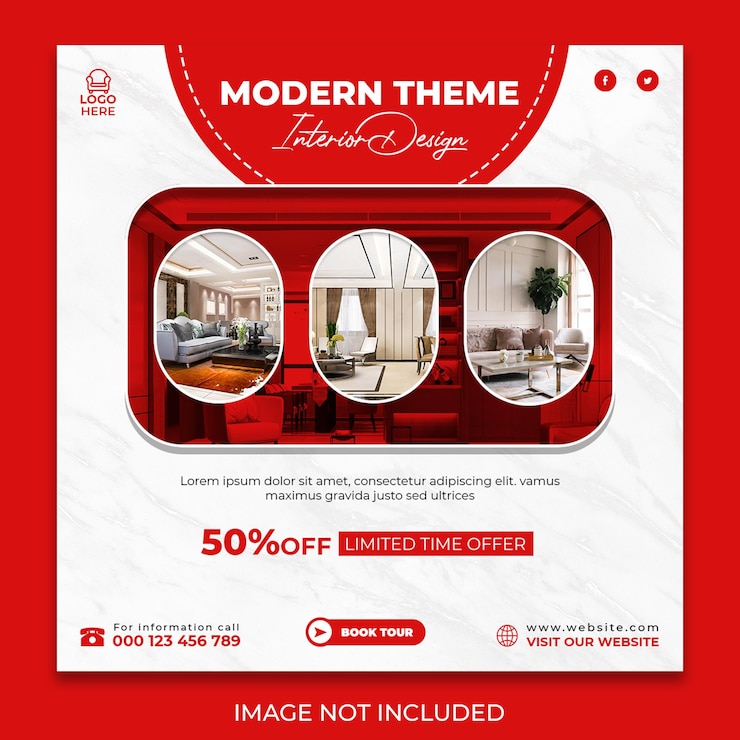 Free PSD furnished modern interior social media design