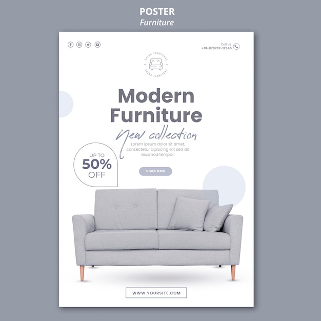 Free PSD furniture poster template theme