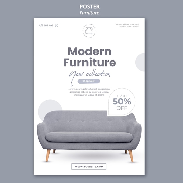 Бесплатный PSD Шаблон мебельного плаката