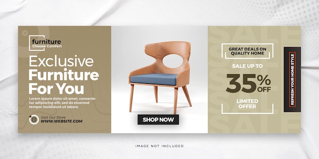 Furniture sale facebook cover or web banner psd template
