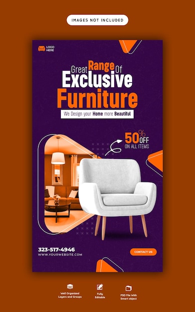 Free PSD furniture sale instagram and facebook story template