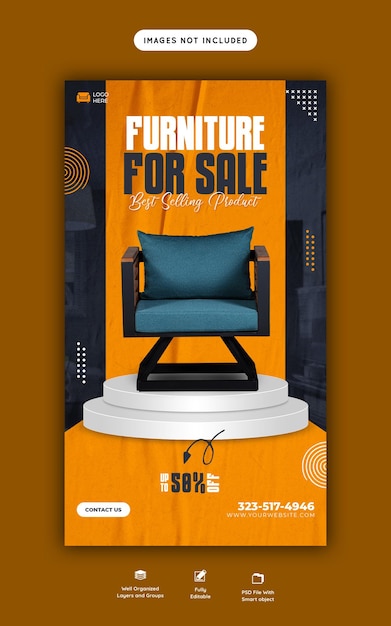 Free PSD furniture sale instagram and facebook story template