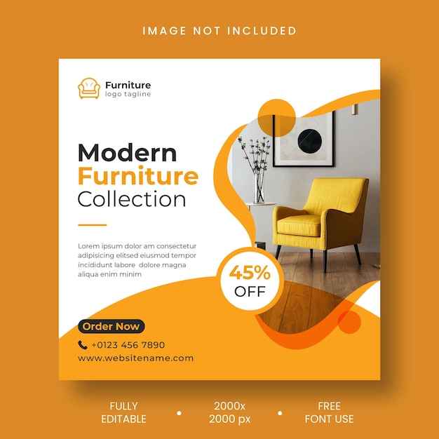 Бесплатный PSD Пост в instagram о продаже мебели и шаблон в социальных сетях
