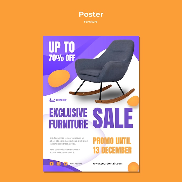 Free PSD furniture sale poster template