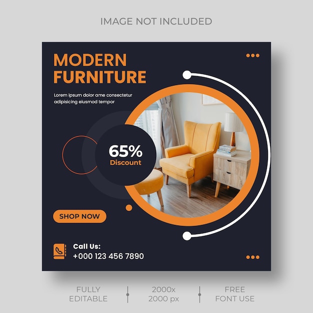 Furniture sale social media and instagram post template banner