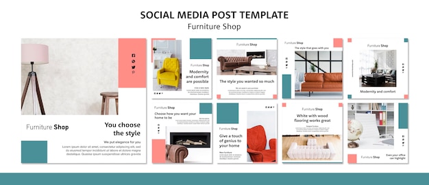 Free PSD furniture shop concept social media post template