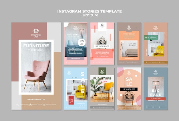 Free PSD furniture store instagram stories template