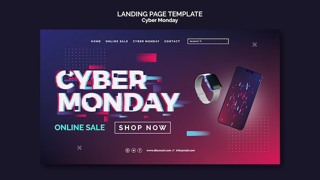 Futuristic cyber monday landing page template