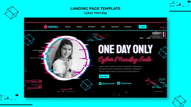 Free PSD futuristic cyber monday landing page template