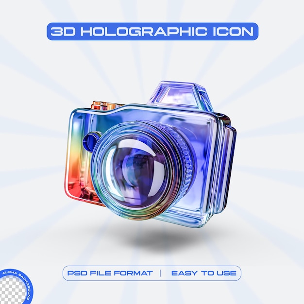 Free PSD futuristic holographic camera icon graphic design concept