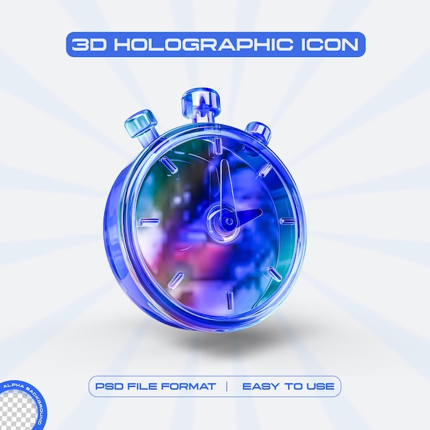 Free PSD futuristic holographic clock icon graphic design concept