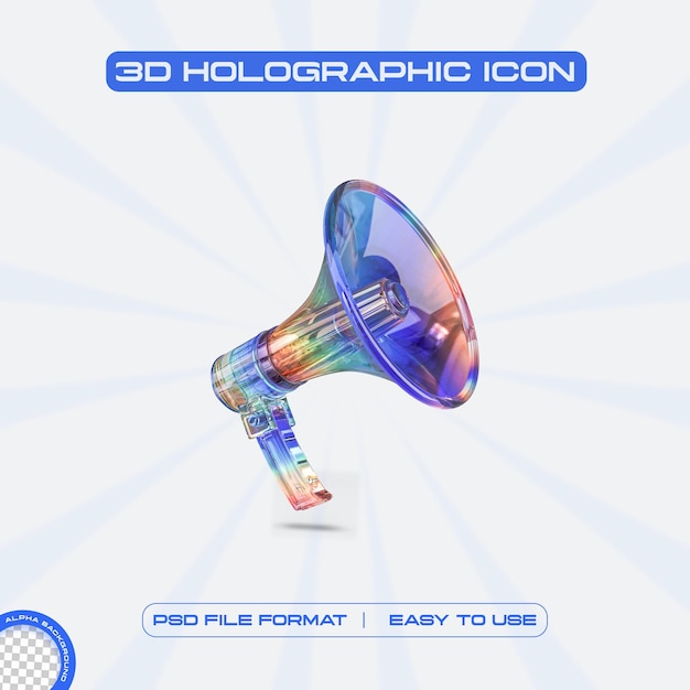 Free PSD futuristic holographic music icon graphic design concept