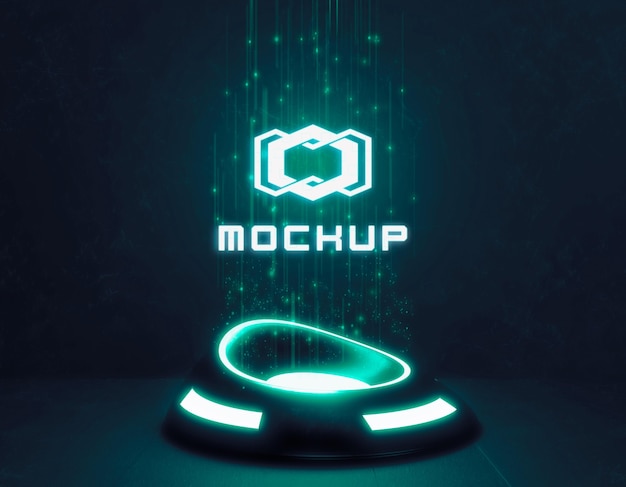 Futuristic logo mock-up in neon lights