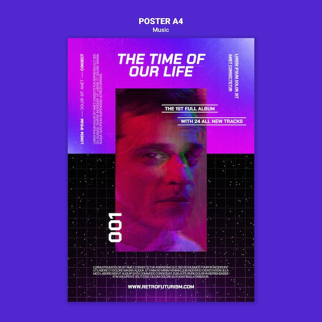 Modello di poster di musica futuristica