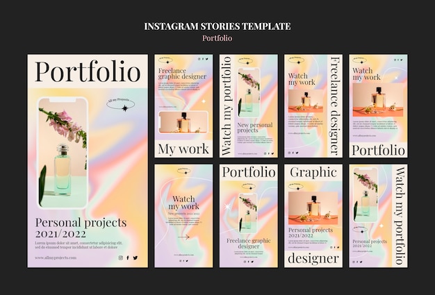 PSD gratuito futuristico portfolio personale storie instagram