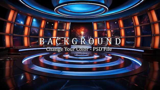 Free PSD futuristic sci fi background virtual reality room