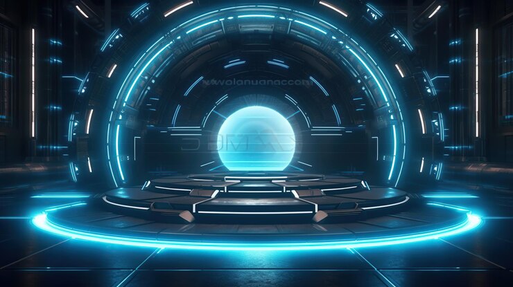 Free PSD futuristic stage backdrop generative ai