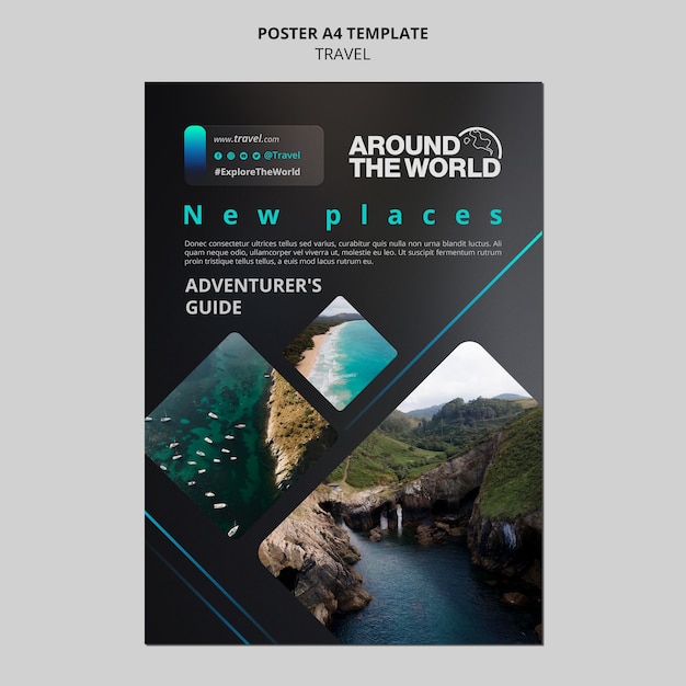 Free PSD futuristic travel a4 poster template