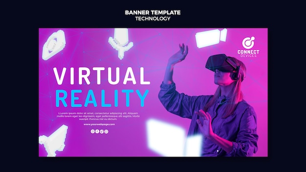 PSD gratuito modello futuristico di banner di realtà virtuale