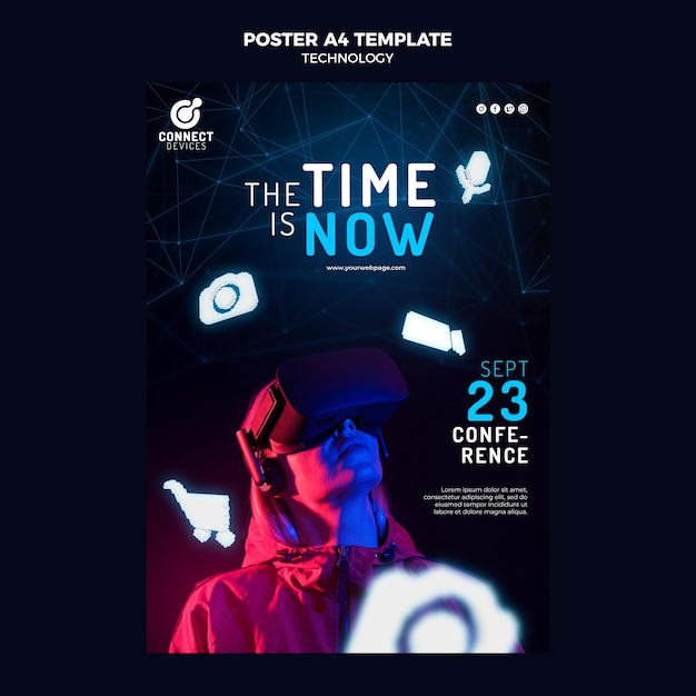 Free PSD futuristic virtual reality poster template