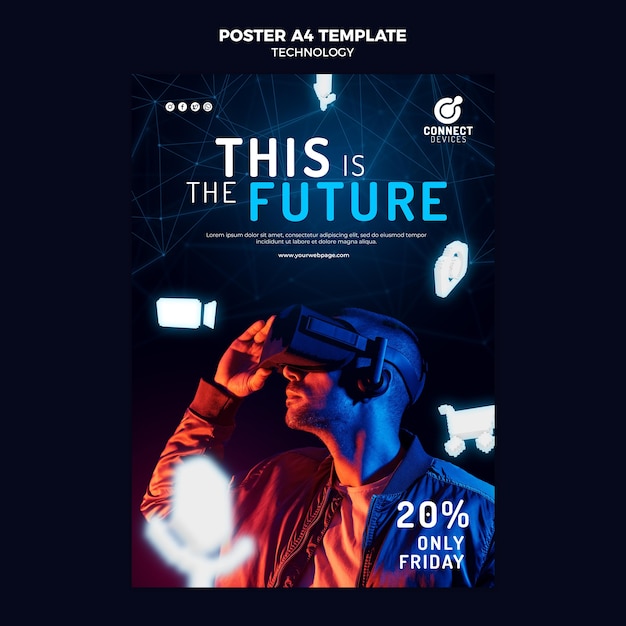 Modello di poster futuristico di realtà virtuale