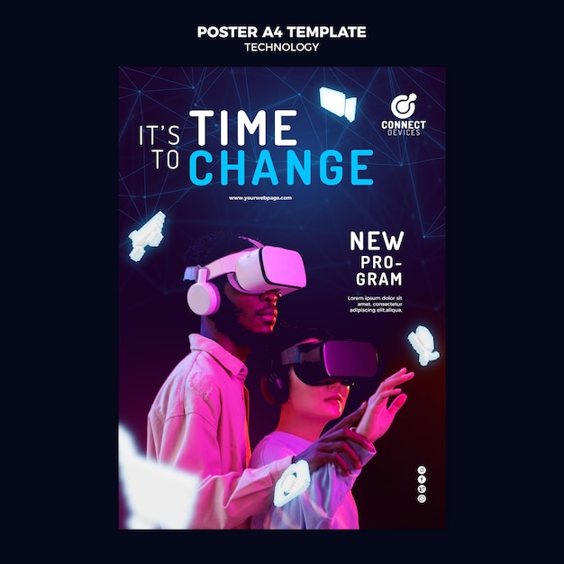 Futuristic virtual reality poster template