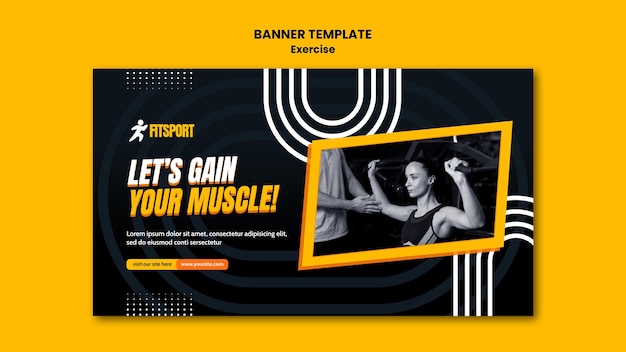 Free PSD gain muscle banner template