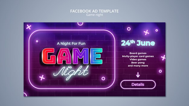 Игровая ночь развлечений Facebook шаблон