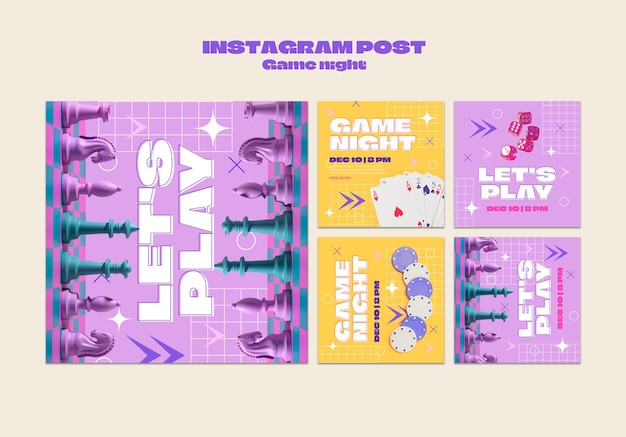 PSD gratuito post su instagram di intrattenimento per la serata di giochi