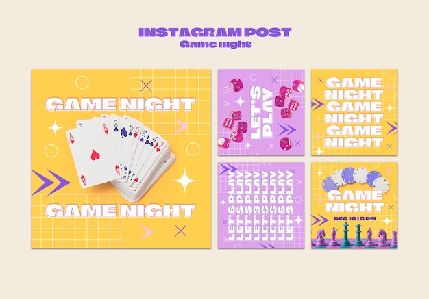 PSD gratuito post su instagram di intrattenimento per la serata di giochi