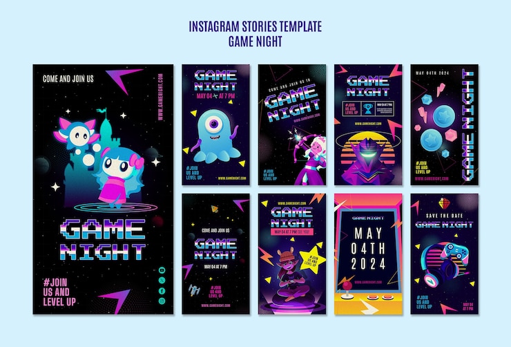 Free PSD game night entertainment  instagram stories