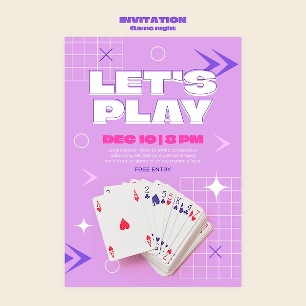 Game night entertainment  invitation template