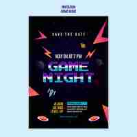 Free PSD game night entertainment  invitation template