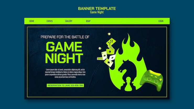 मुफ़्त PSD game night entertainment  landing page template