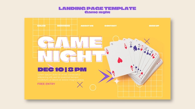 Game night entertainment  landing page template