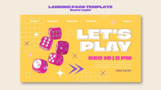 Game night entertainment  landing page template