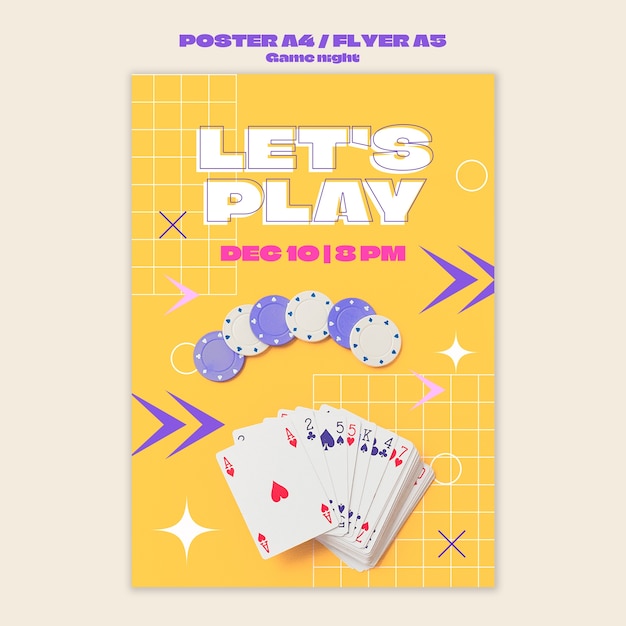 Free PSD game night entertainment  poster template