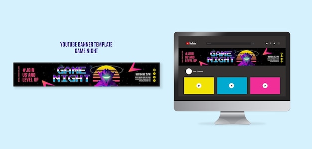 Free PSD game night entertainment  youtube banner