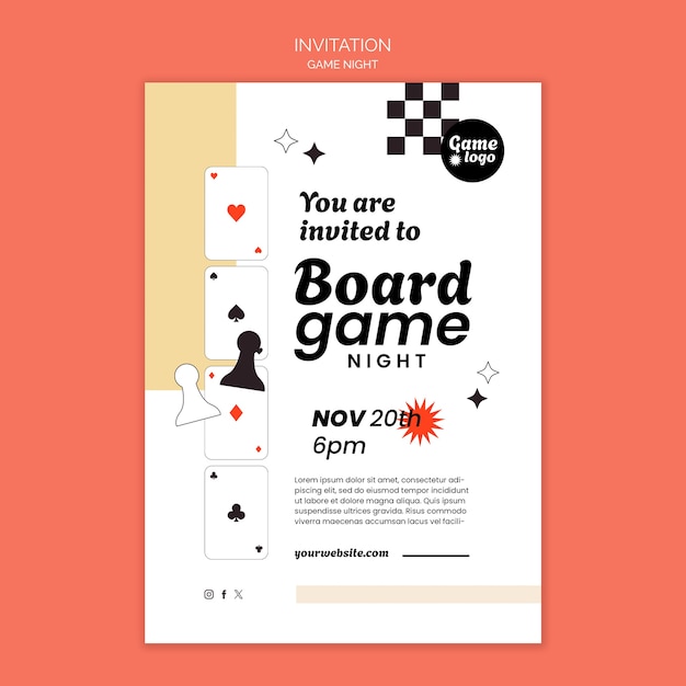 Free PSD game night invitation template