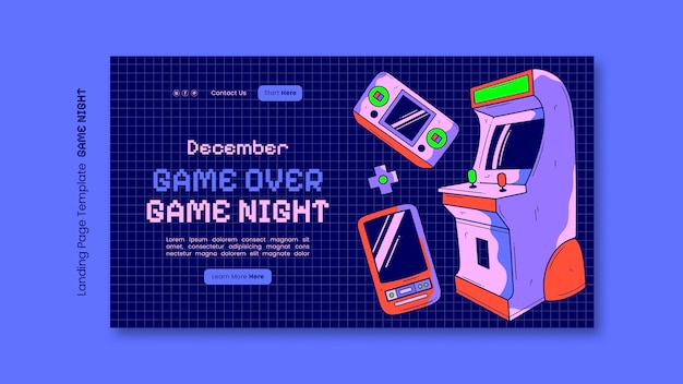 Free PSD game night landing page template