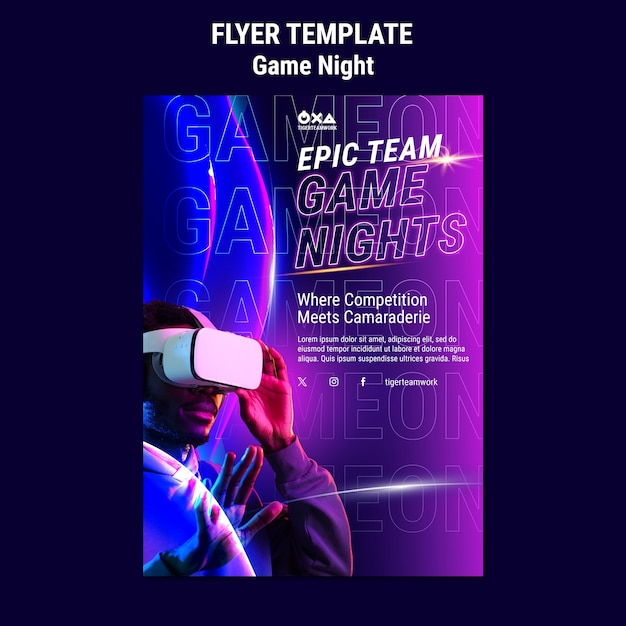 Free PSD game night template design